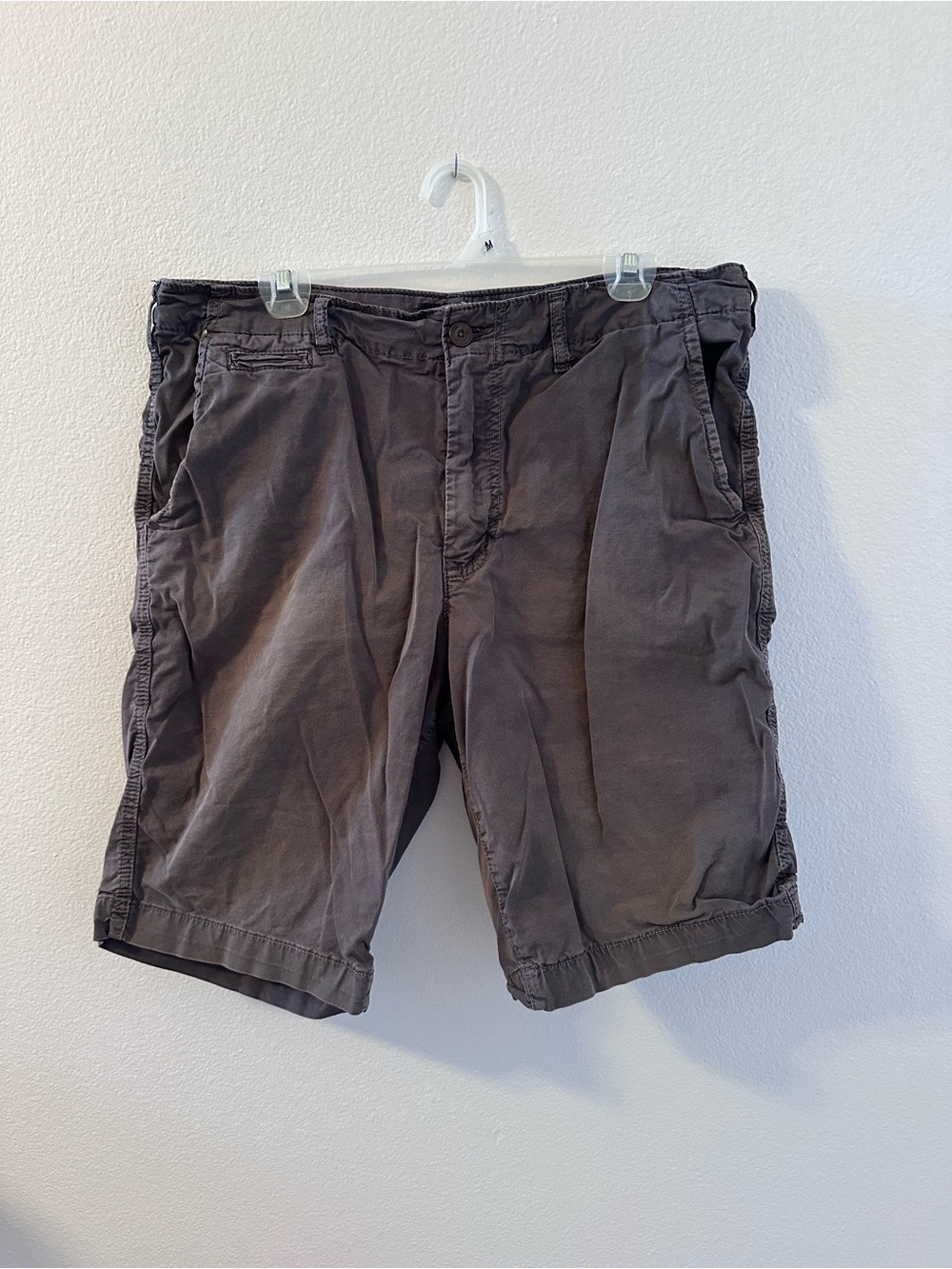 American Eagle Outfitters Men's Charcoal Gray Flat-Front Shorts